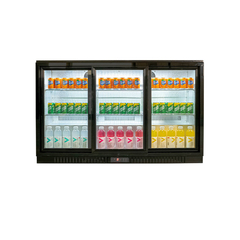 Bar Display Cooler, drei Schiebetüren, 1350x530x835 mm (BxTxH), schwarz