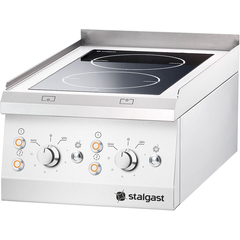 Stalgast Edelstahl Glaskeramik-Kochfeld als Tischgerät mit 2 Kochstellen, Serie 700 ND