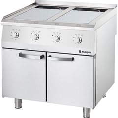 Stalgast Edelstahl Induktionsherd mit 4 Kochfeldern und 2-türigem Unterschrank, Serie 700 ND