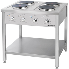 Stalgast Elektroherd, Edelstahl, Serie 700 - 4 Platten à 2,6 kW, 800x700x850 mm (BxTxH)
