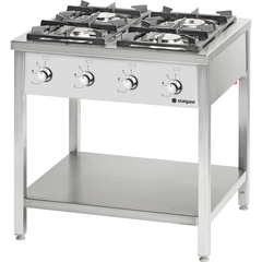 Stalgast Edelstahl Gasherd Serie 900 - 4 Brenner (9+9+9+9), 36 kW, G20, 900x900x850 mm (BxTxH)