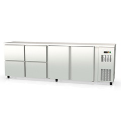 Vaiotec Topline Barkühltisch Edelstahl / 2 Türen & 4 Schubladen, 2565 x 530 mm