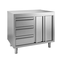 Vaiotec Topline Arbeitsschrank / Flügeltüren & 3 Schubladen links, 1400 x 700 mm