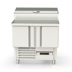 Vaiotec Topline Belegstation / 2-fach mit Türen, Edelstahlaufsatz, GN 1/4, 925 x 700 mm