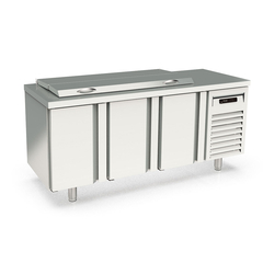 Vaiotec Topline Saladette / 3-fach mit Türen, Edelstahldeckel, GN 1/6, 1795 x 700 mm