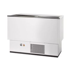 Vaiotec Topline Getränkekühltruhe Weiß mit Edelstahlschiebedeckel, 184 Liter, 1020 x 545 mm