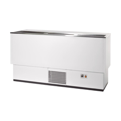 Vaiotec Topline Getränkekühltruhe Weiß mit Edelstahlschiebedeckel, 290 Liter, 1510 x 545 mm