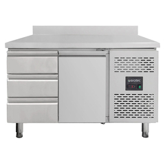 Vaiotec Kühltisch / 1 Tür & 3 Schubladen links inkl. Aufkantung - Monoblock, 1360 x 700 mm