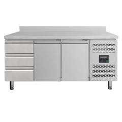 Vaiotec Kühltisch / 2 Türen & 3 Schubladen links inkl. Aufkantung - Monoblock, 1795 x 700 mm