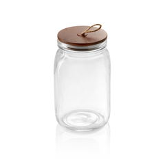 Was Germany Vorratsglas mit Akaziendeckel und Schnur, 1,5 ltr., Ø 9 cm, Höhe 19,5 cm, Glas, Akazienholz