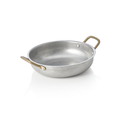 Steel & Style Servierpfanne VINTAGE, mit 2 Messinggriffen, Ø 20 cm, 0,8 ltr., Chromnickelstahl