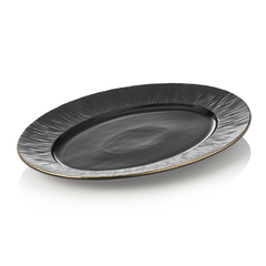 Maya Platte Set KURO, 33 x 24,5 cm, schwarz, Set á 2 Stück, Porzellan