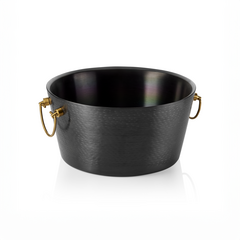 Was Germany Champagnerkühler, mit Messinggriffen, Ø 34 cm, Höhe 17 cm, schwarz, doppelwandig, gehäm. Oberfläche, PVD Beschichtung, Chromnickelstahl, Messing