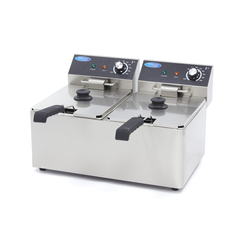Maxima Gastro Fritteuse - 2 x 8 l - 2 Körbe - Bis zu 2,8 kg Pommes Frites