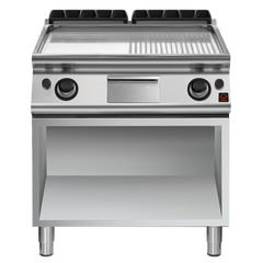 Prismafood Gas-Bratplatte verchromt glatt + gerillt