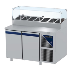 Prismafood Kühltisch 2 Türen mit Schaukasten Kapazität: 396 lt Temperatur: 0°C/+10°C