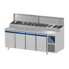 Prismafood Kühltisch 4 Türen mit Edelstahlabdeckung Kapazität: 816 lt Temperatur: 0°C/+10°C
