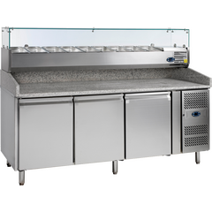 Prismafood Pizzakühltisch 3 Türen Kapazität: 565 lt