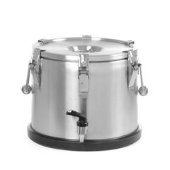 Hendi Isolierter tragbarer Behälter - mit Ablasshahn, Profi Line, 15L, Silber, ⌀330x(H)280mm