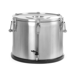 Hendi Isolierter tragbarer Behälter - mit Ablasshahn, Profi Line, 50L, Silber, ⌀480x(H)380mm