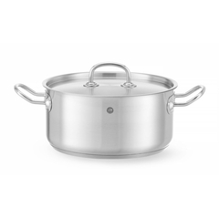 Hendi Topf niedrig - mit Deckel, Kitchen Line, 4,9L, ⌀240x(H)110mm