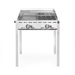 Hendi Grillsystem Green Fire mit 2 Brennern, Profi Line, Emaillierte Grillplatte und Grillrost aus Gusseisen GN 1/1, 11,6kW, 740x615x(H)825mm