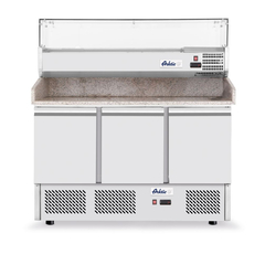 Arktic Pizzatisch, dreitürig mit Aufsatzkühlvitrine 380+40L, 254L, 230V/400W, 1400x700x(H)1491mm