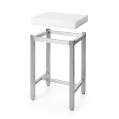 Hendi Hackblock aus Polyethylen mit Untergestell, 505656 + 505670, Weiß, 500x400x(H)800mm