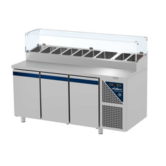 Prismafood Kühltisch 3 Türen mit Edelstahlabdeckung Kapazität: 460 lt Temperatur: 0°C/+10°C