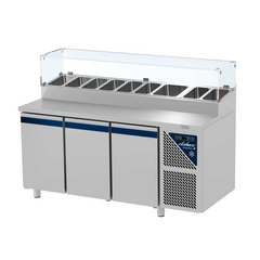 Prismafood Kühltisch 3 Türen mit Edelstahlabdeckung Kapazität: 606 lt Temperatur: 0°C/+10°C