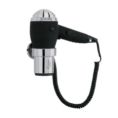 Aliseo Hotel Haartrockner Chromo mit UK-Stecker & Ring-Wandhalterung, Ausführung: mit UK-Stecker, Wandhalterung: Mit Ring-Wandhalterung