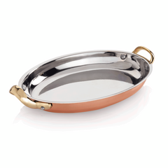 Steel & Style Servierpfanne AMBER, 25 x 18 x 3,5 cm, 1 ltr., Kupfer, Messing, Chromnickelstahl