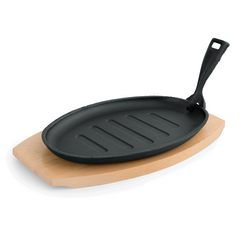 Was Germany Servierpfanne IRON DINING, mit Holzuntersetzer, 27 x 17,5 x 2 cm, Gusseisen, Holz