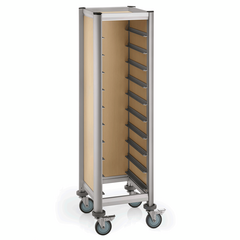 Was Germany Tablettwagen SINGLE MENSA, für 10 Tabletts, beige, 51,5 x 47,5 x 165 cm, MDF Holzoptik/Aluminium