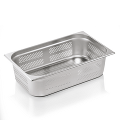 Essentials GN Behälter Set GN 1/1-150 mm, Seiten- & Bodenlochung, Set á 6 Stück, Chromnickelstahl