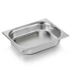 Essentials GN Behälter Set GN 1/2-065 mm, Seiten- & Bodenlochung, Set á 6 Stück, Chromnickelstahl