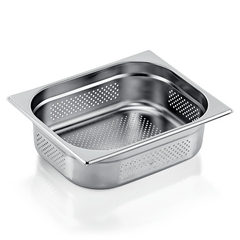 Essentials GN Behälter Set GN 1/2-100 mm, Seiten- & Bodenlochung, Set á 6 Stück, Chromnickelstahl