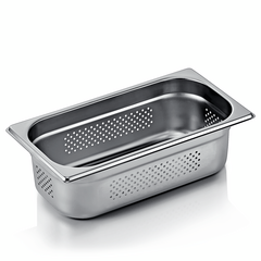 Essentials GN Behälter Set GN 1/3-100 mm, Seiten- & Bodenlochung, Set á 6 Stück, Chromnickelstahl