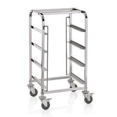 Was Germany Transportwagen für Spülmaschinen, mit 4 Schienen, 56 x 56 x 106 cm, Chromnickelstahl