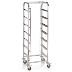 Was Germany Transportwagen für Spülmaschinen, mit 7 Schienen, 56 x 56 x 171 cm, Chromnickelstahl