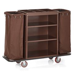 Essentials Zimmerservicewagen, 140 x 47 x 108 cm, braun, Stahl, pulverbeschichtet, Polyesterfaserstoff, Holz