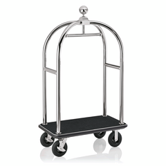 Was Germany Gepäckwagen DRIFT, 112 x 60 x 190 cm, silberfarben, schwarzer Teppich, Chromnickelstahl 18/8