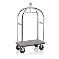 Was Germany Gepäckwagen DRIFT, 112 x 60 x 190 cm, silberfarben, grauer Teppich, Chromnickelstahl 18/8