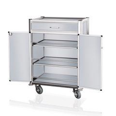 Was Germany Minibar Servicetrolley, 85 x 60 x 135 cm, weiß, helle Kanten, Aluminium, MDF