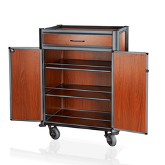Was Germany Minibar Servicetrolley, 85 x 60 x 135 cm, Holzoptik, dunkle Kanten, Aluminium, MDF