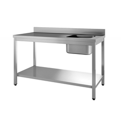 Vaiotec Topline Cheftisch / Becken rechts mit Aufkantung, 1800 x 700 mm