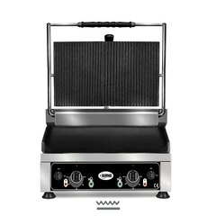 GMG Kontaktgrill KG2745GDT, oben gerillt, unten glatt, Grillfläche: Oben gerillt, unten glatt + getrennt regelbare Grillflächen