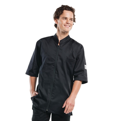 Chaud Devant Monza Herrenkochjacke kurze Ärmel schwarz XS