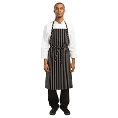 Chef Works Premium Woven Bib Apron Schwarz und Weiß gestreift