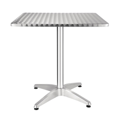 Bolero quadratischer Bistrotisch Edelstahl 1 Bein 70cm